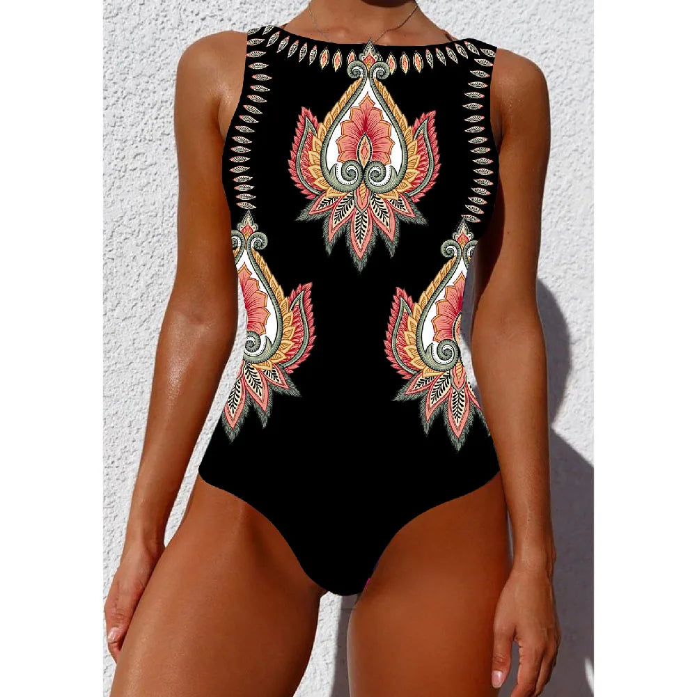 Striped Printed Push Up Monokini